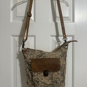 Myra Bag Brown and Tan Floral Crossbody